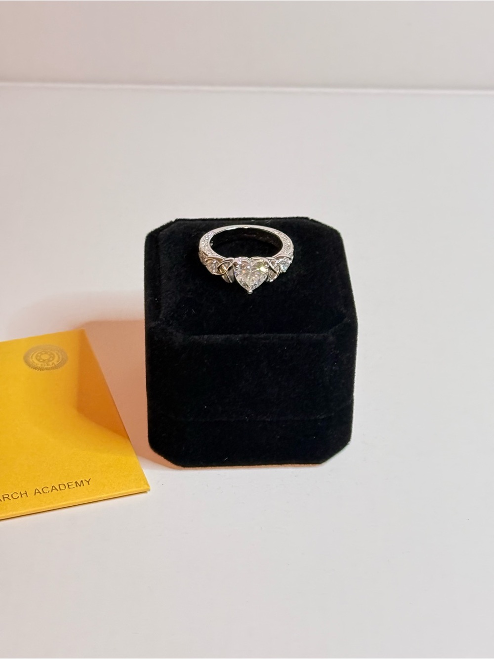 925 Sterling Silver - 2ct Heart Cut Moissanite Ring - GRA Certified 7.5